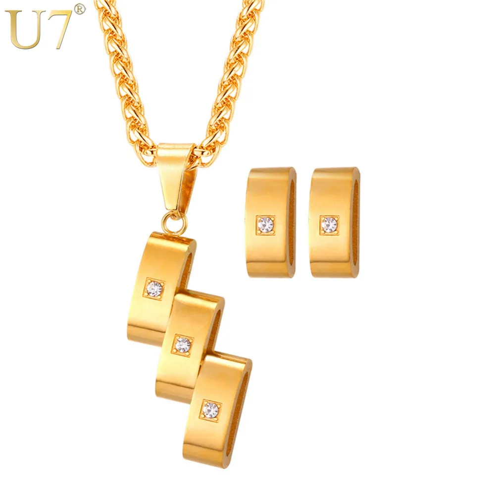 U7 набор ювелирных изделий серьги геометрической формы ожерелье женщин Подарок