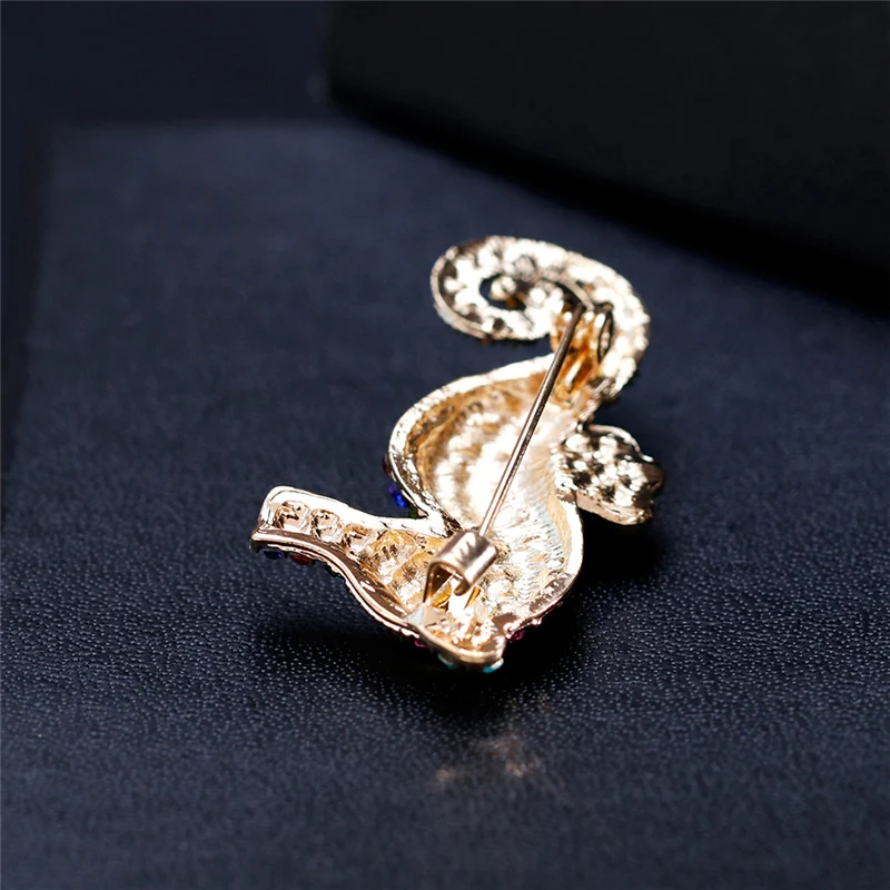 Женская Брошь в виде морской лошади разноцветная брошь с кристаллом гиппокампа