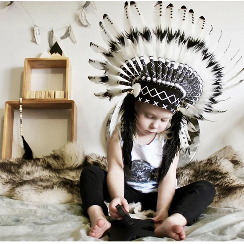 

Baby Headwear Indian Chief Feather Baby Headdress Party Decoration Hat Baby Headgear Photography Props Headwear Kids Room Decor