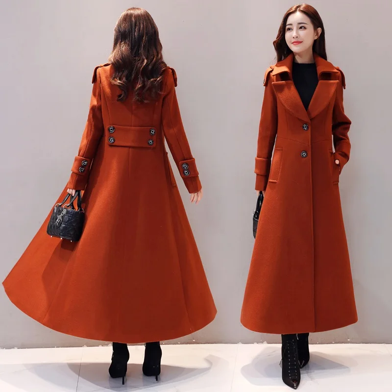 Fashion Extra long Woolen Coat Women 2020 Autumn Winter New Black Long Wool Jacket Korean Plus Size Thick Warm Ladies Overcoat | Женская