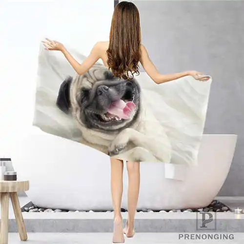 Пользовательские pug_puppy(2) тряпка для ванной комнаты Полотенца лицо Полотенца/ванна Полотенца душ Полотенца s Размеры 33x74 см/72x143 см#18-12-17-07-335 - Цвет: Face or Bath Towel