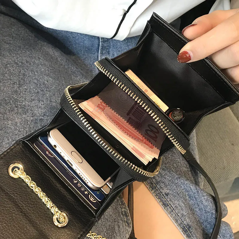 CICICUFF Genuine Leather Women Mobile Phone Bags Fashion Small Purse Female Chain Buckle Mini Shoulder Messenger Bag for IPhone
