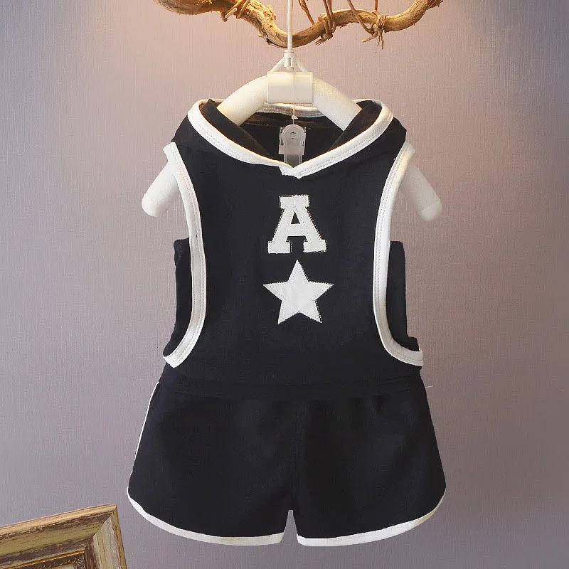 BibiCola boys clothes summer children clothing sets cotton vest+shorts 2pcs suit for baby sports 1-4Y |