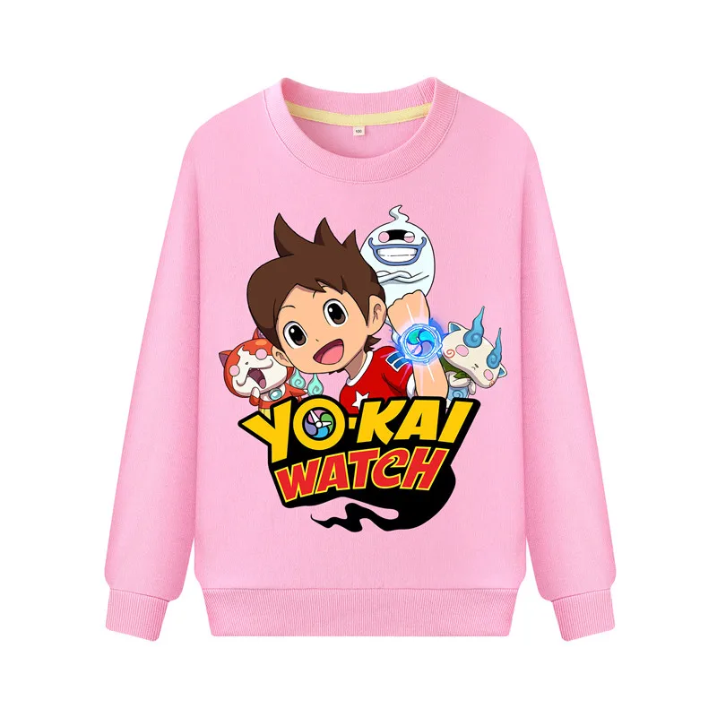 Детские толстовки с капюшоном с принтом «Yokai Watch», Детские повседневные толстовки на весну-осень, пуловер с длинными рукавами для мальчиков и девочек, пальто, DZ101