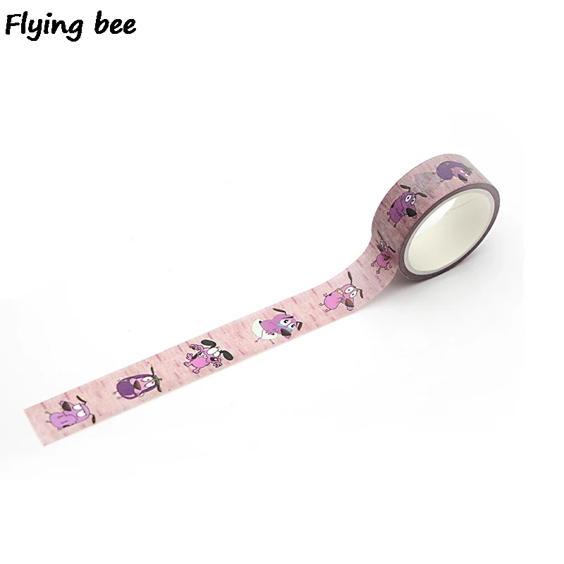 Flyingbee 15mmX5m креативная тема мультяшная Бумага васи лента милые собаки Клейкая