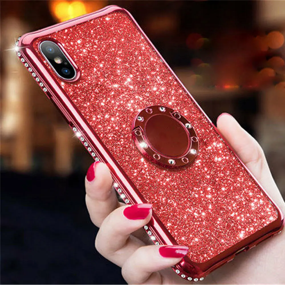 Блестящее блестящее кольцо из ТПУ держатель чехол для huawei P30 Plus Lite P20 P10 Блестящий
