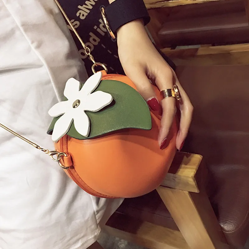 Сумка на плечо с оранжевой цепочкой Sac de filles Женская круглая сумка-мессенджер
