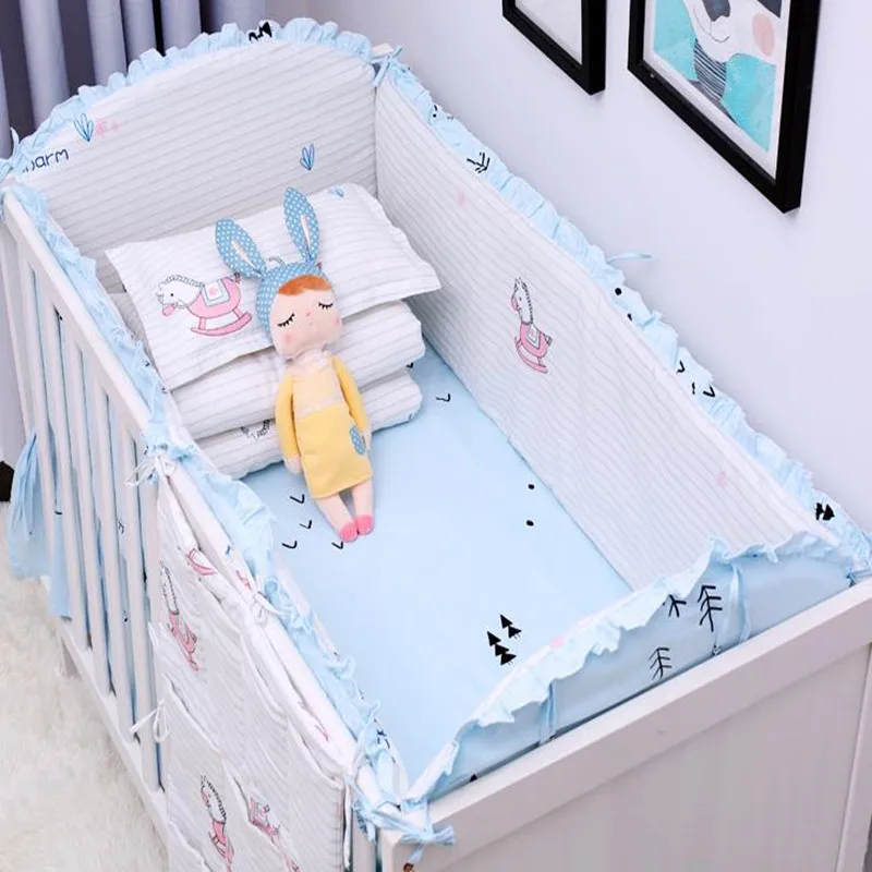 6 шт. Комплект постельного белья для малышей хлопок мультяшная кроватка бампер