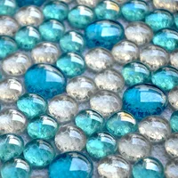 3D round blue mixed clear crystal mosaic tiles mesh backing EHM1002 bathroom shower wall mosaic kitchen backsplash pool tile