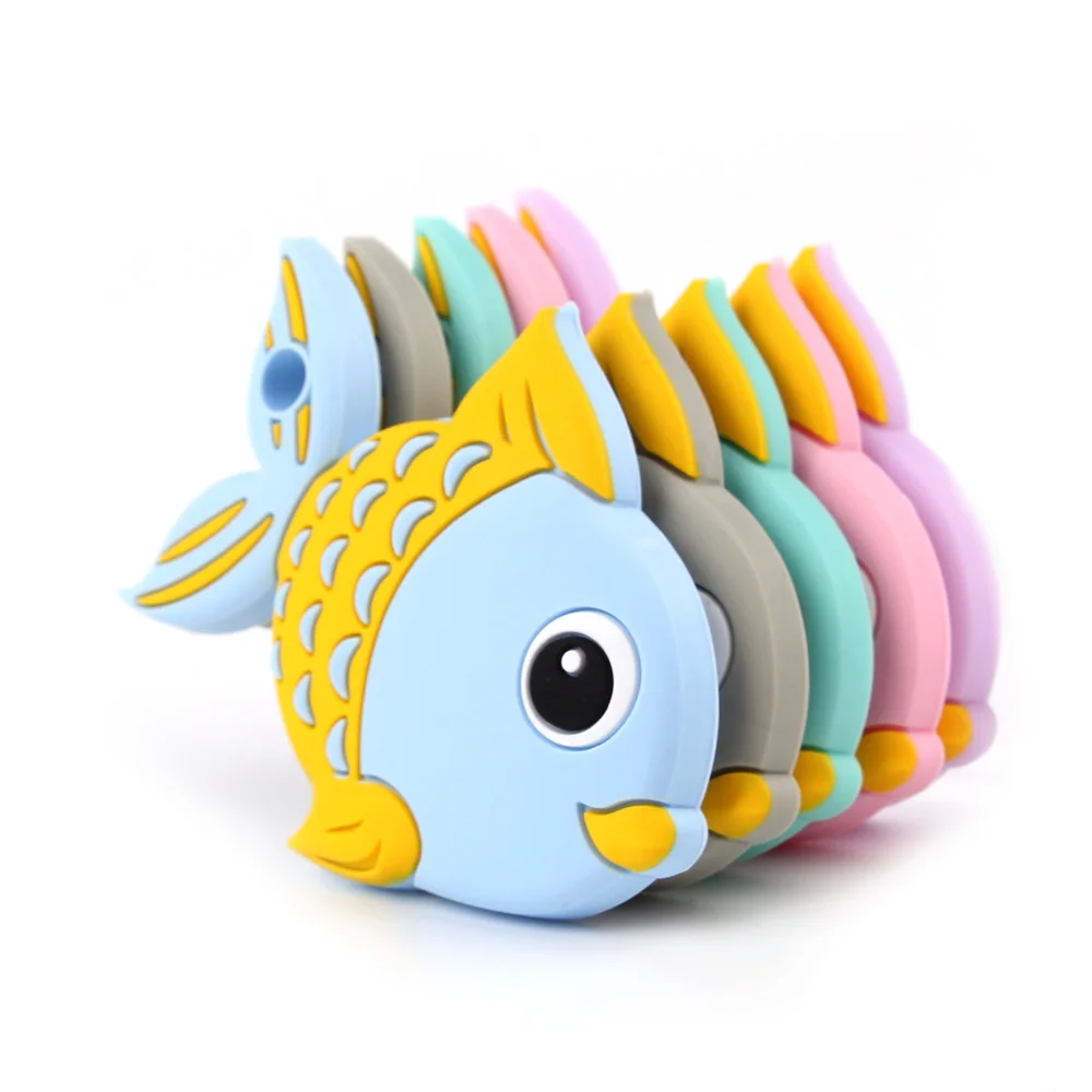 TYRY. HU 1 шт. Силиконовые Прорезыватели BPA Free Mordedor Fish игрушки Детские Силиконовые для Прорезывание Зубов Бусины жевательные подвески для новорожденного ожерелья подвески