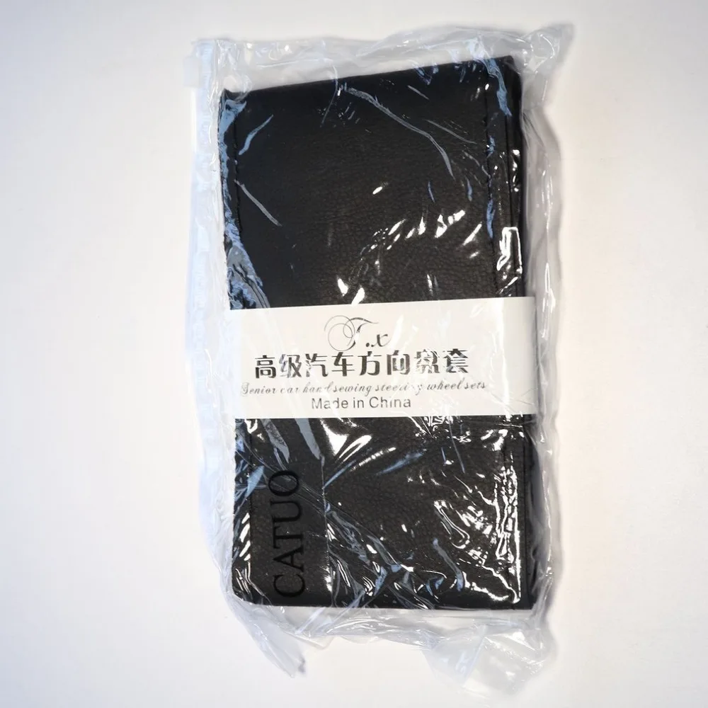 

New Anti-slip Breathable PU Leather DIY Car Steering Wheel Cover Case with Needles and Thread Black Car-styling Drop Shipping
