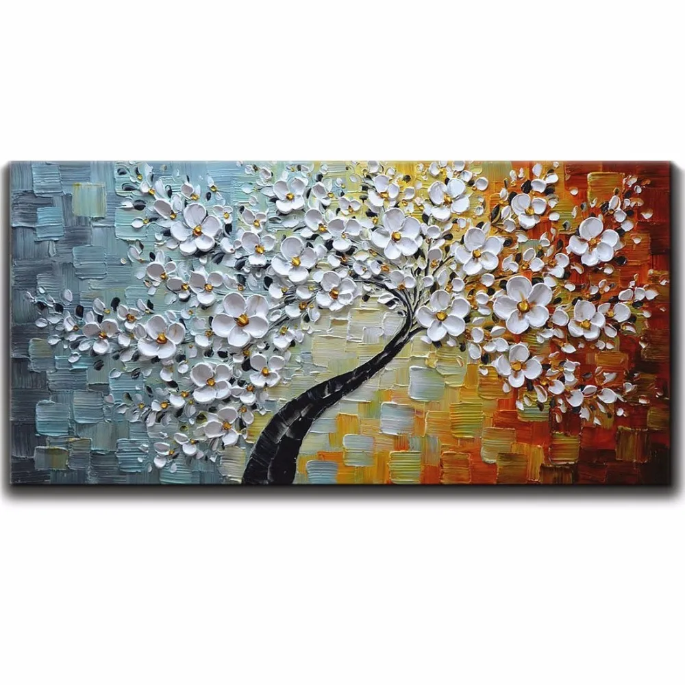 Hand-painted Modern Oil Painting on Canvas Palette knife Colorful 3D Flowers Paintings House living room Decor Wall Art Picture | Дом и сад