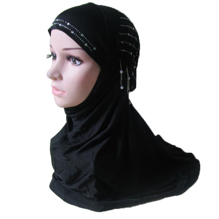 Muslim Islamic Hijab Scarf Woman Islam Jilbab Cap Abaya Hot drilling stones headscarf | Тематическая одежда и униформа