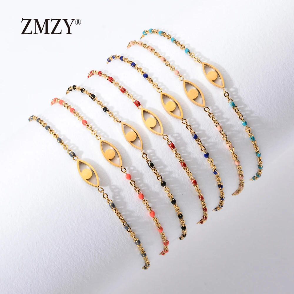 ZMZY 7 шт смешанных цветов Boho Evil Eye Шарм винтажный браслет из нержавеющей стали