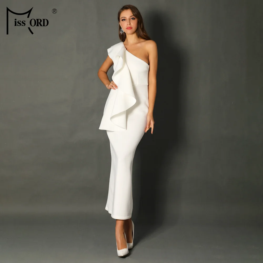 Missord 2019 Сексуальное Женское Платье с одним плечом и оборками элегантное