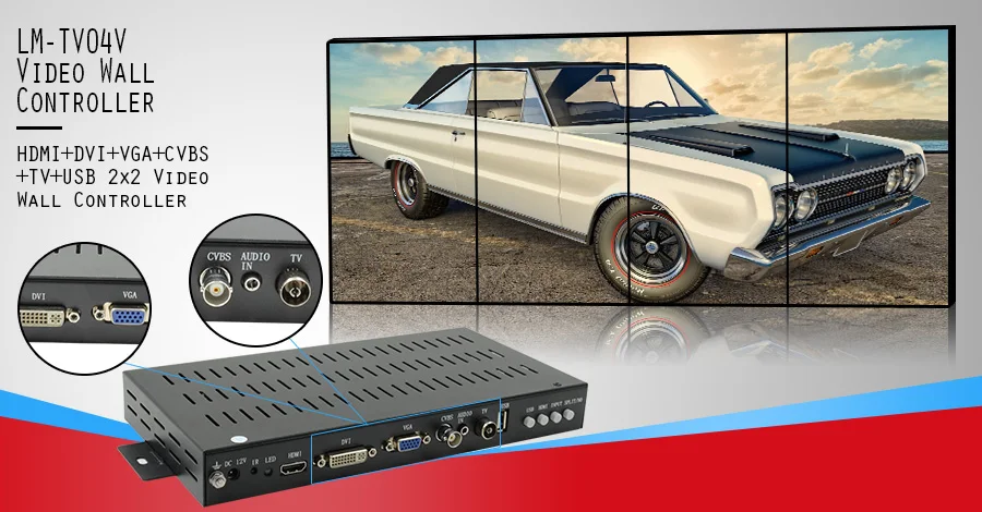 LINK-MI TV04V видео настенный контроллер HDMI процессор 2x2 90 градусов вращение вертикальный экран VGA AV USB шить четыре изображения