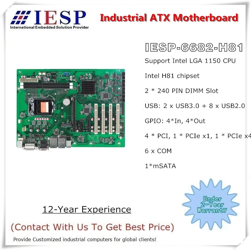 Online H81 Chipsatz, LGA1150 Buchse Core I3/i5/i7 CPU, 6 * RS232, 2 * GLAN, 2 * USB3.0, 8 * USB2.0, 4 * PCI, Industrie ATX Motherboard