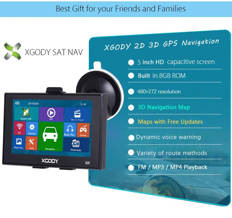 XGODY 520 5 дюймов Автомобильный gps навигатор 256 МБ+ 8 Гб сенсорный экран FM SAT NAV грузовик gps навигатор Navitel Европа бесплатное обновление карты