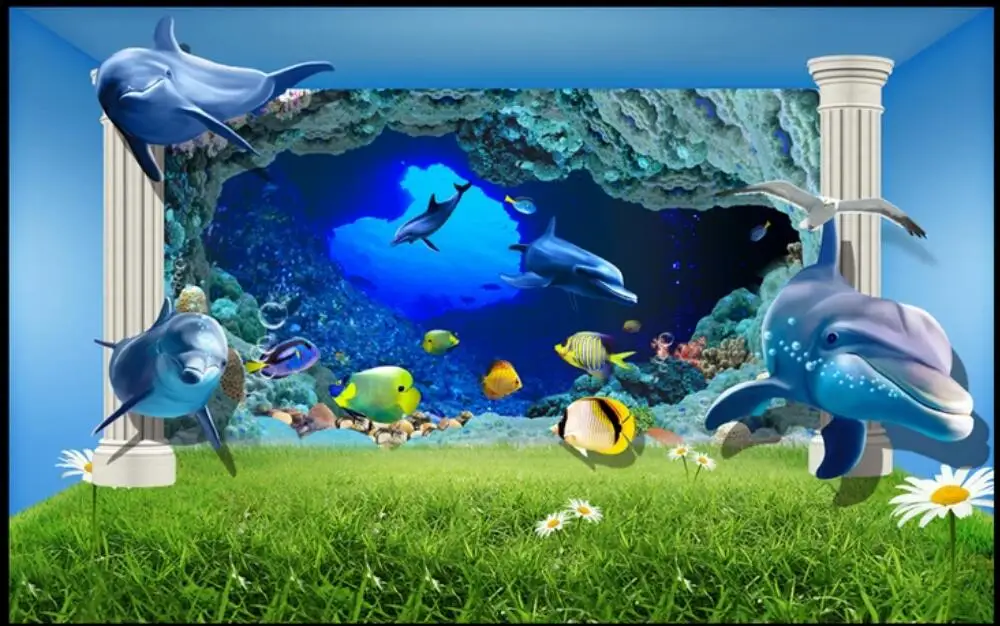 3d-фотообои на заказ Настенные обои с изображением морской пещеры Дельфина