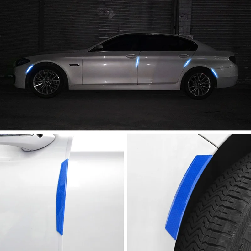 2019 4pcs Car Bumper Wheel Eyebrow Reflective Warning Strip Stickers Self-Stick Sticker Protector Car-Styling | Автомобили и