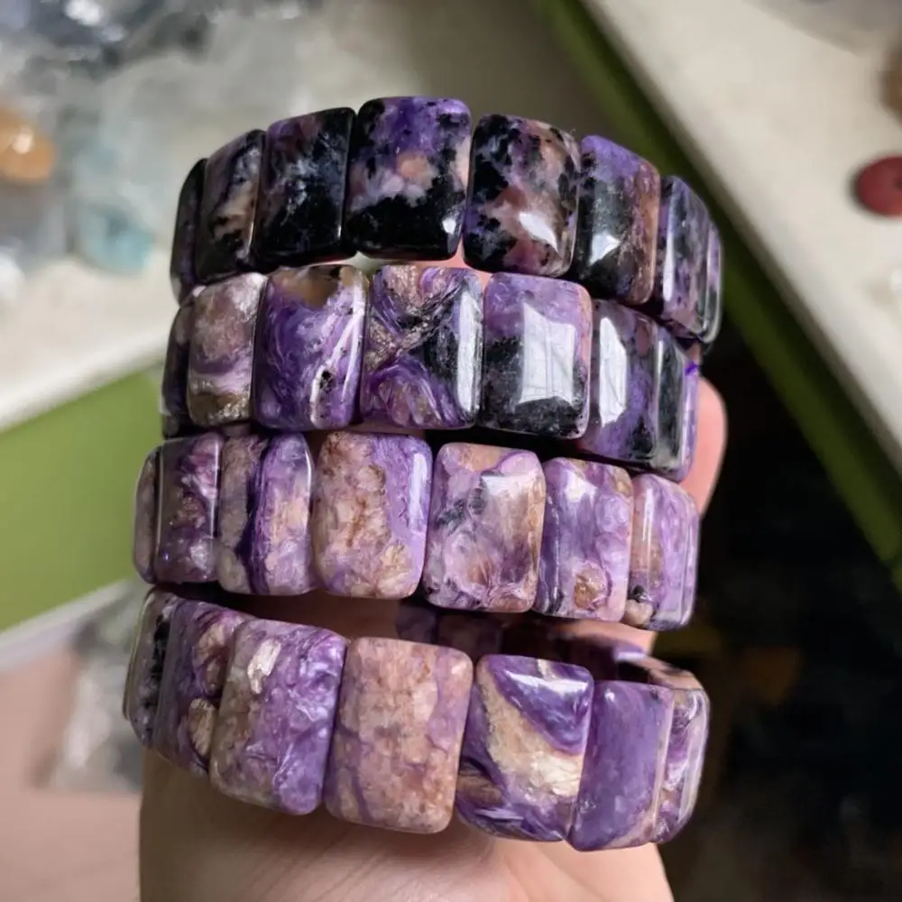 Charoite камень бусы браслет с природными камнями DIY ювелирные изделия для женщин в