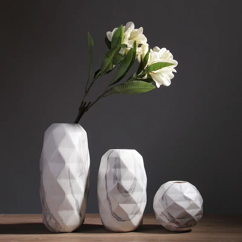 

1pc Marbled Design Tabletop Vase Minimalist Flower Vase Ceramic Vase Home Decor Centerpiece Porcelain Hydroponic Container