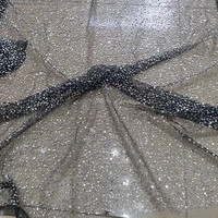 stock 6 yards new bzh0019 black mesh silver dot glued glitter mesh tulle lace fabric for sawing bridal wedding dress