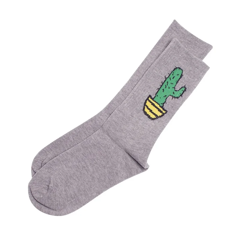 Женские хлопковые носки в стиле Харадзюку с изображением кактуса