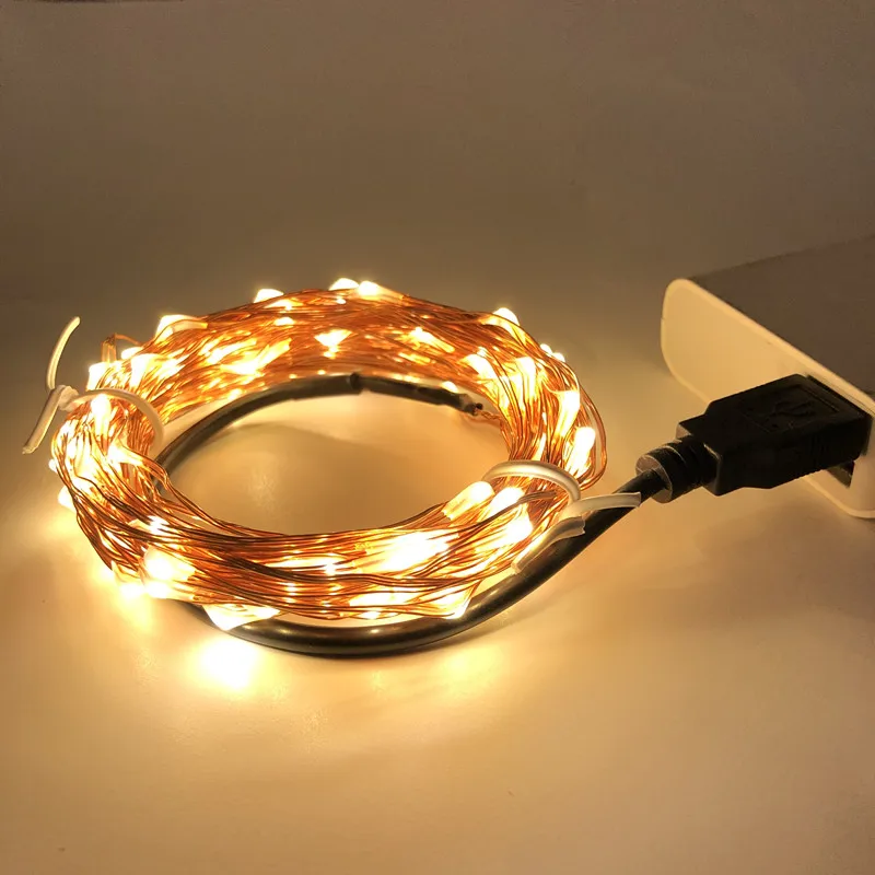 50/100/200 светодиодный Солнечный USB лампа светодиодный светильник Водонепроницаемый Медный провод шнура для отдыха на открытом воздухе полосы для рождественской вечеринки Свадебные украшения