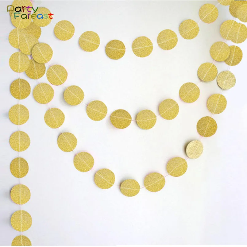 Pf 4 м/лот цвет серебристый золотой блеск Бумага гирлянда баннер Круглый Круг Brace