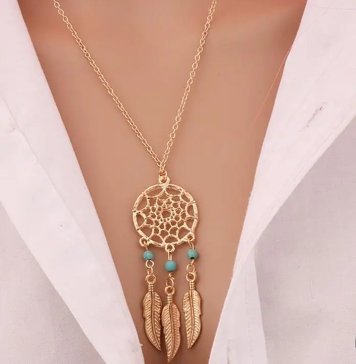 2016 Best Deal Fashion Retro Women Tassels Feather Pendant Necklace Jewelry Bohemia Dream Catcher Pendant Chain Necklace Gift