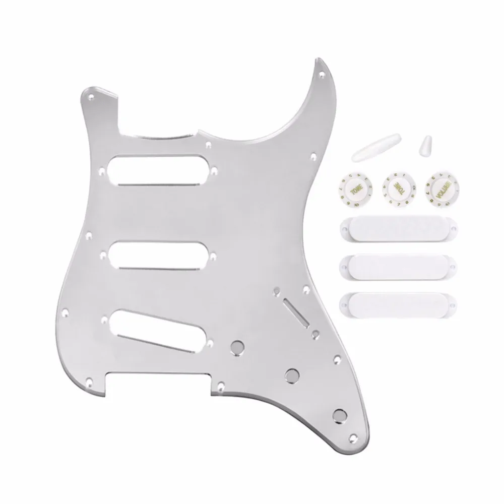 Набор из 1Ply серебряных зеркальных гитарных щитков с 11 отверстиями чехлы для