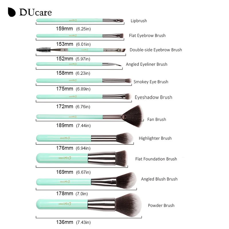DUcare 11 шт. светло зеленый Профессиональный набор кистей портативный для макияжа