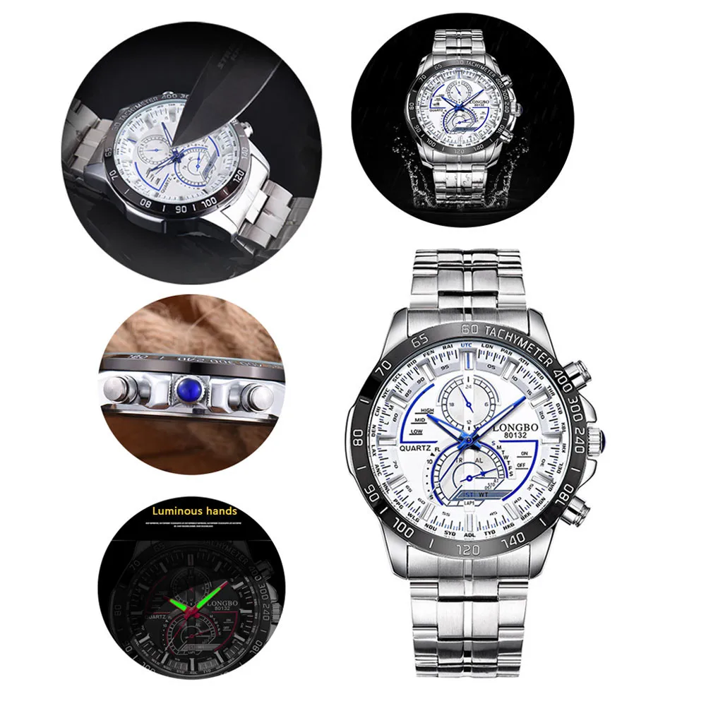 Montre homme многофункциональные часы со стальным ремешком мужские повседневные