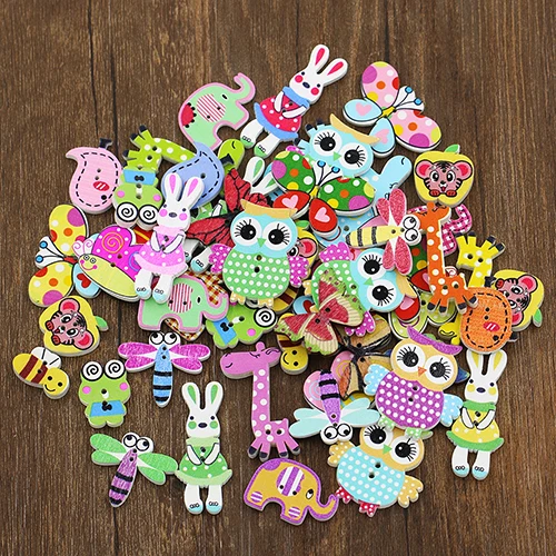 50x смешанные Мультяшные животные с 2 отверстиями|scrapbook manufacturers|button javascrapbooking pearls |
