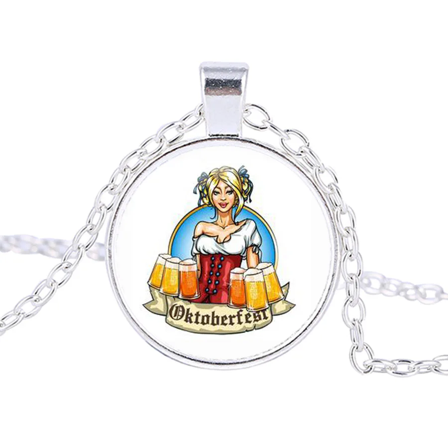 Немецкий Октоберфест стеклянный Фото Кулон посеребренное ожерелье кулон