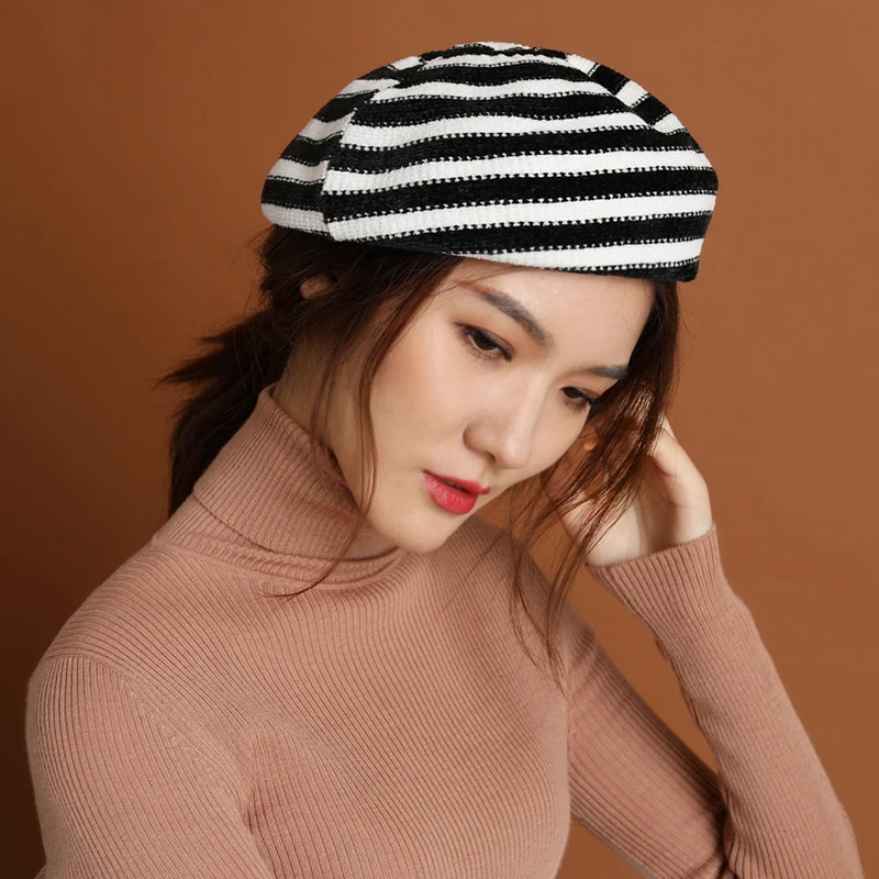 Для женщин элегантные береты 2017 сезон: весна–лето Новые однотонные Цвет