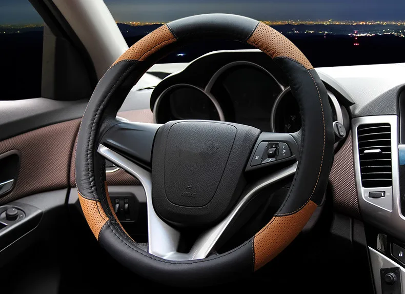 Высокое качество кожаный чехол рулевого колеса автомобиля четыре сезона универсальные автомобильные аксессуары для Chevrolet cruze mrlibu aveo SAIL trax