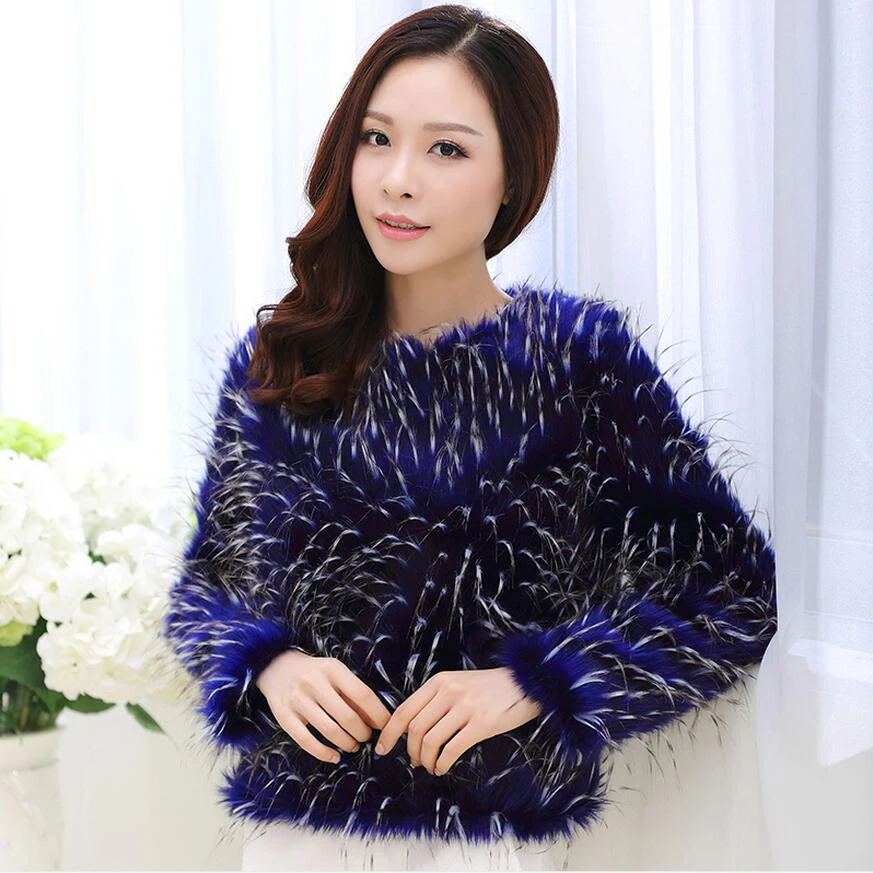 Женские зимние пальто из искусственного лисьего меха 2018 модная синяя теплая