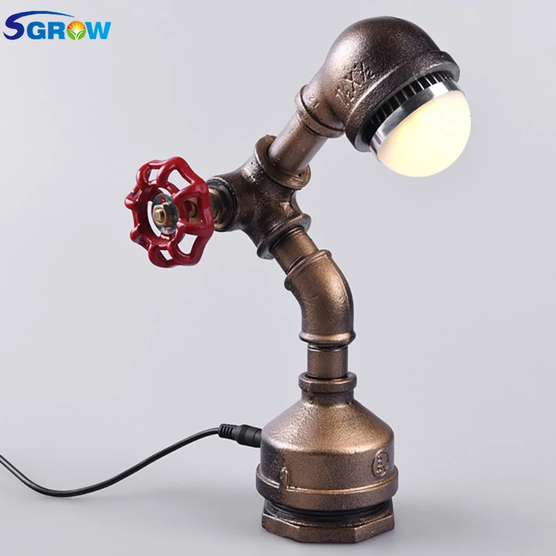 SGROW Лофт индастриал Ретро Настольная лампа железная трубка светодиодный ная