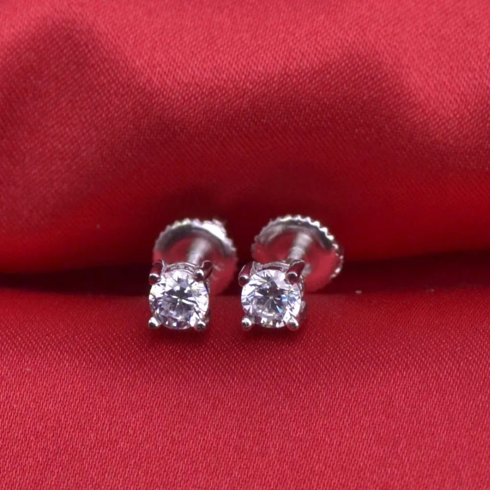 LSE934 Stud Earrings 925 sterling silver Screw Back earring zircon 6mm | Украшения и аксессуары