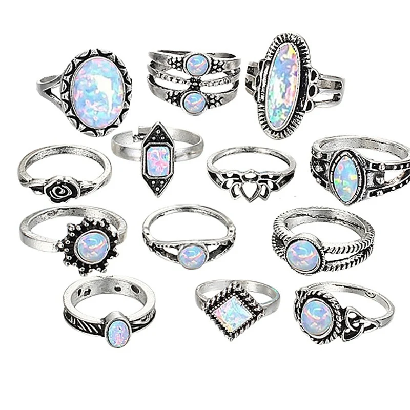 Набор колец с огненным опалом массивное кольцо из натурального камня