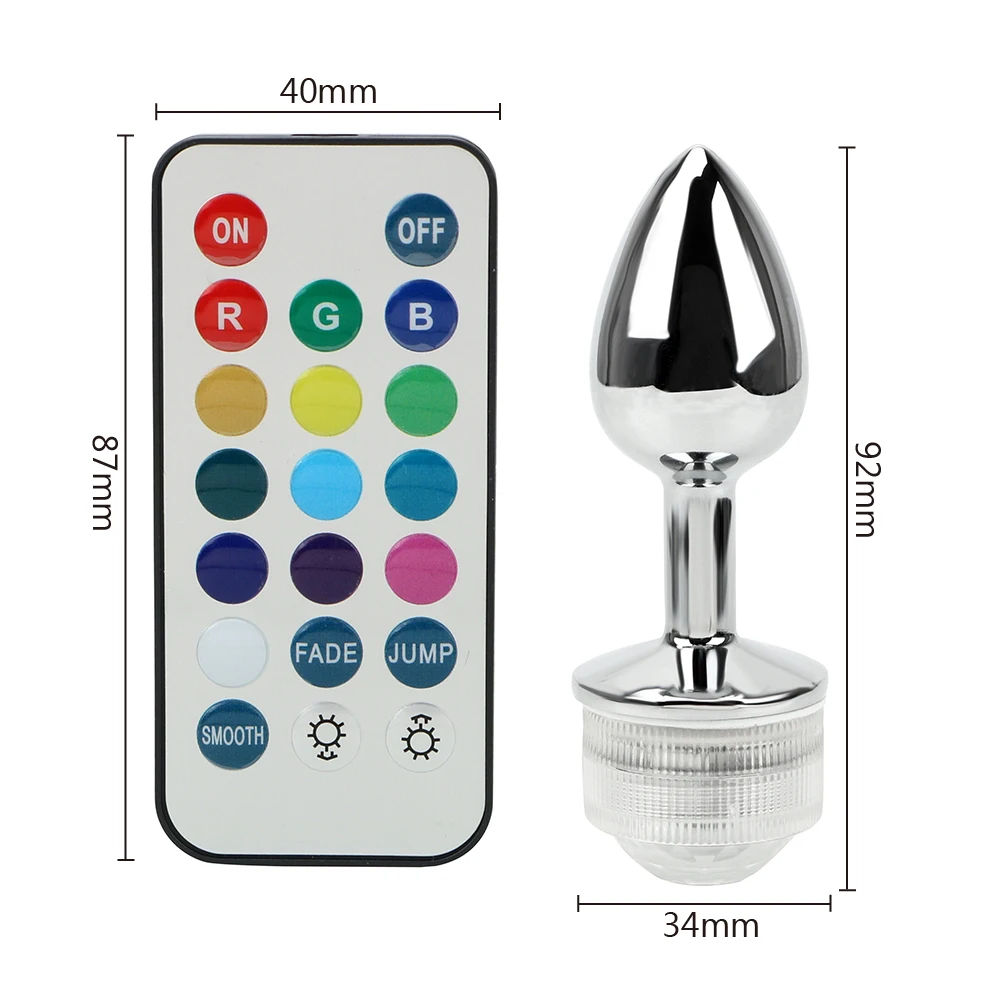 OLO LED Light Metal Anal Plug Stainless Steel Butt Remote Control Sex Toys For Couples Prostate Massager No Vibrator | Красота и