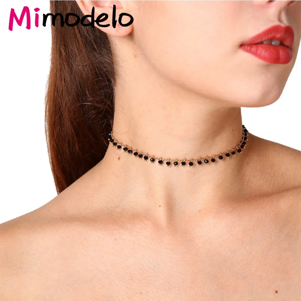 Акрил кристалл ожерелье-бусы с кисточкой для женщин минималистский черный шарик