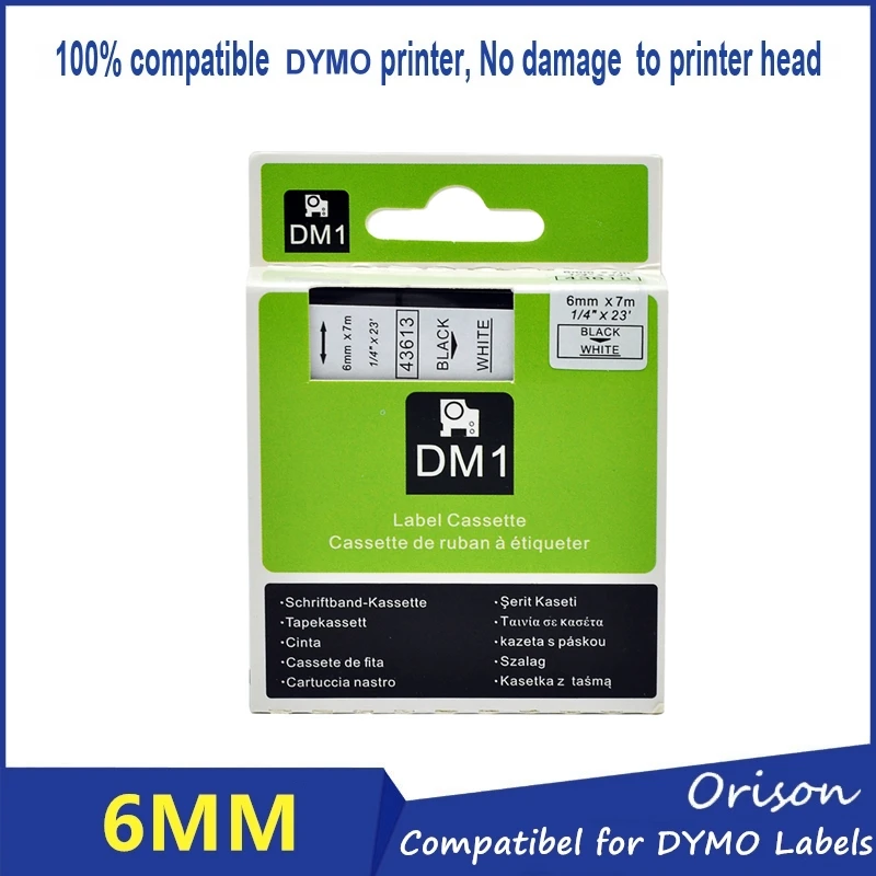 3 шт. Dymo 43613 черный на белом совместимый DYMO D1 6 мм label Клейкие ленты картридж для