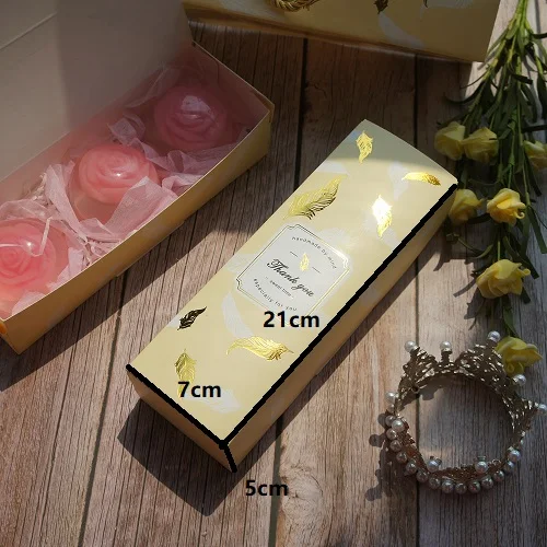 10 pcs boxes Золотой черный желтый перо ручной работы дизайн 10 шт 21,5*7*5 см бумажная коробка конфетное мыло с запахом печенья шоколадные вечерние Упаковка для подарков на день рождения - Цвет: 10 pcs boxes