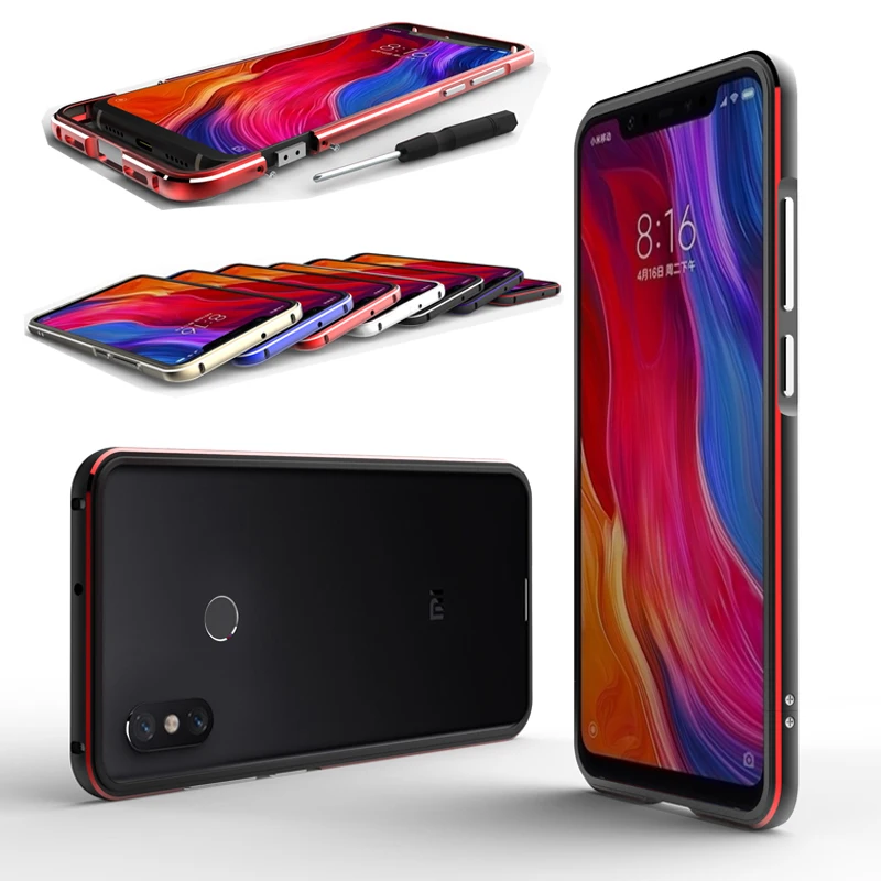 Для Xiaomi Mi 8 MI8 чехол алюминиевый металлический бампер для двойной цвет тонкая