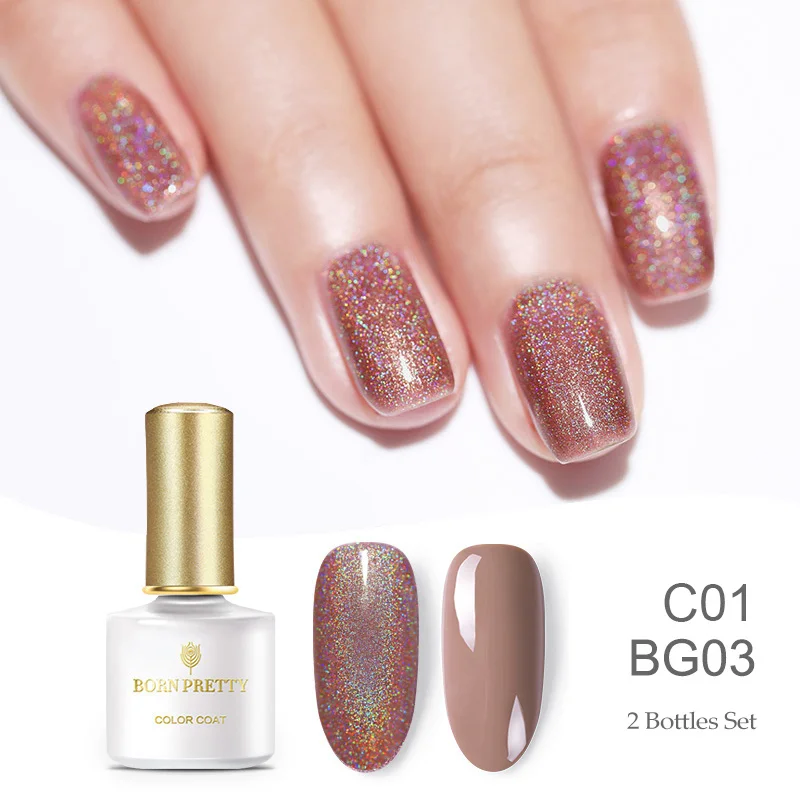 Set 7 Born pretty, голографическая гель для ногтей с блестками лак 6 мл Сияющий Блестящий впитывающий УФ-гель лак для ногтей Светодиодный УФ-лампа - Цвет: Set 7