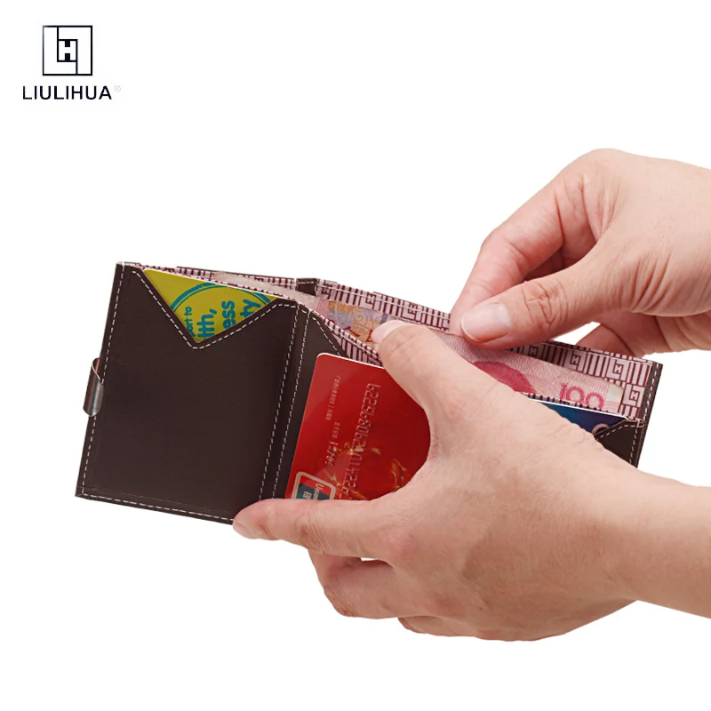 Liulihua мужской кошелек RFID Кожаный чехол для кредитных карт тройного сложения с