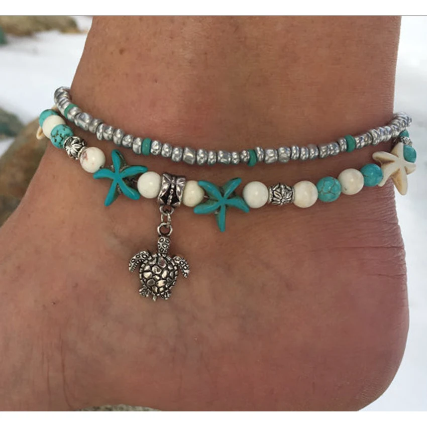 Boho оболочки браслет бусы Морская звезда браслеты для женские ботильоны enkelbandje